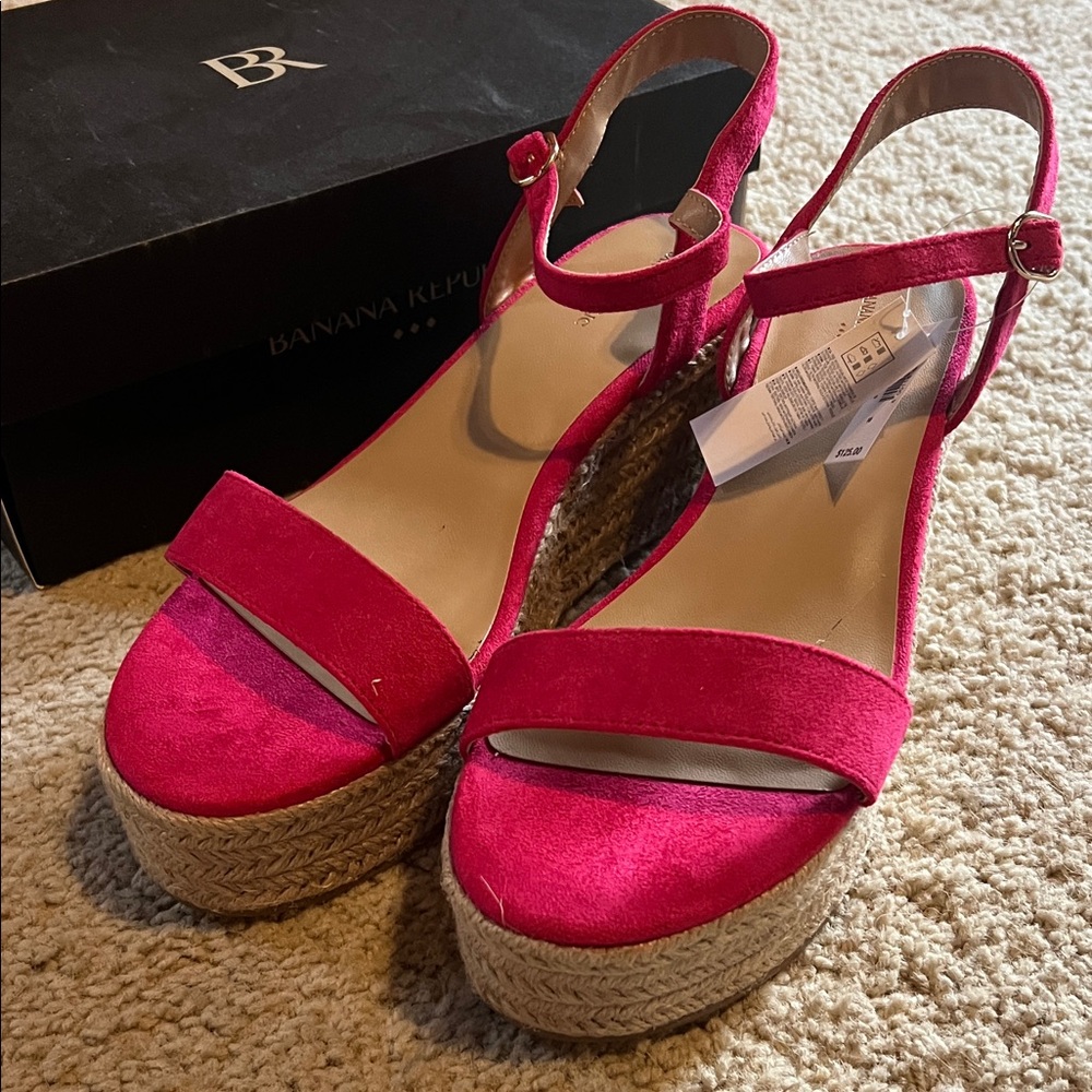 Banana Republic Fuchsia Wedge Sandals